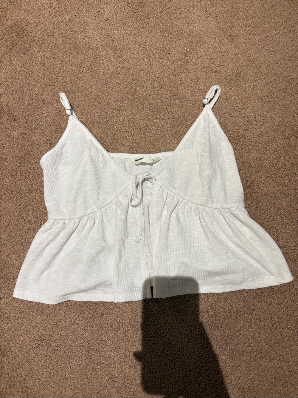 Bluenotes White Tie-Front Peplum Cami size large